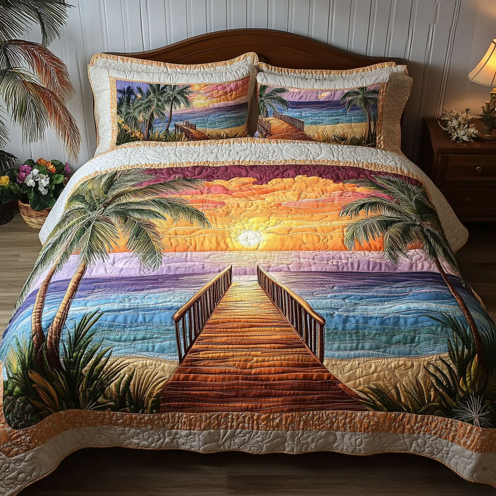 Ocean Walk Serenity Quilted Bedding Set Bed Decorations Best Fishing Stuff Theme Gifts