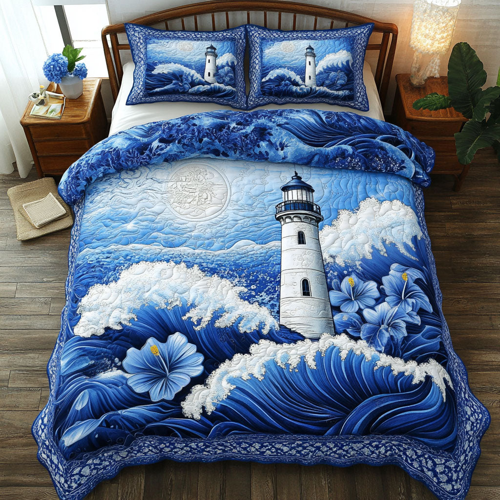 Ocean Watch Quilted Bedding Set Christmas Bed Sheets Lighthouse Themed Gifts
