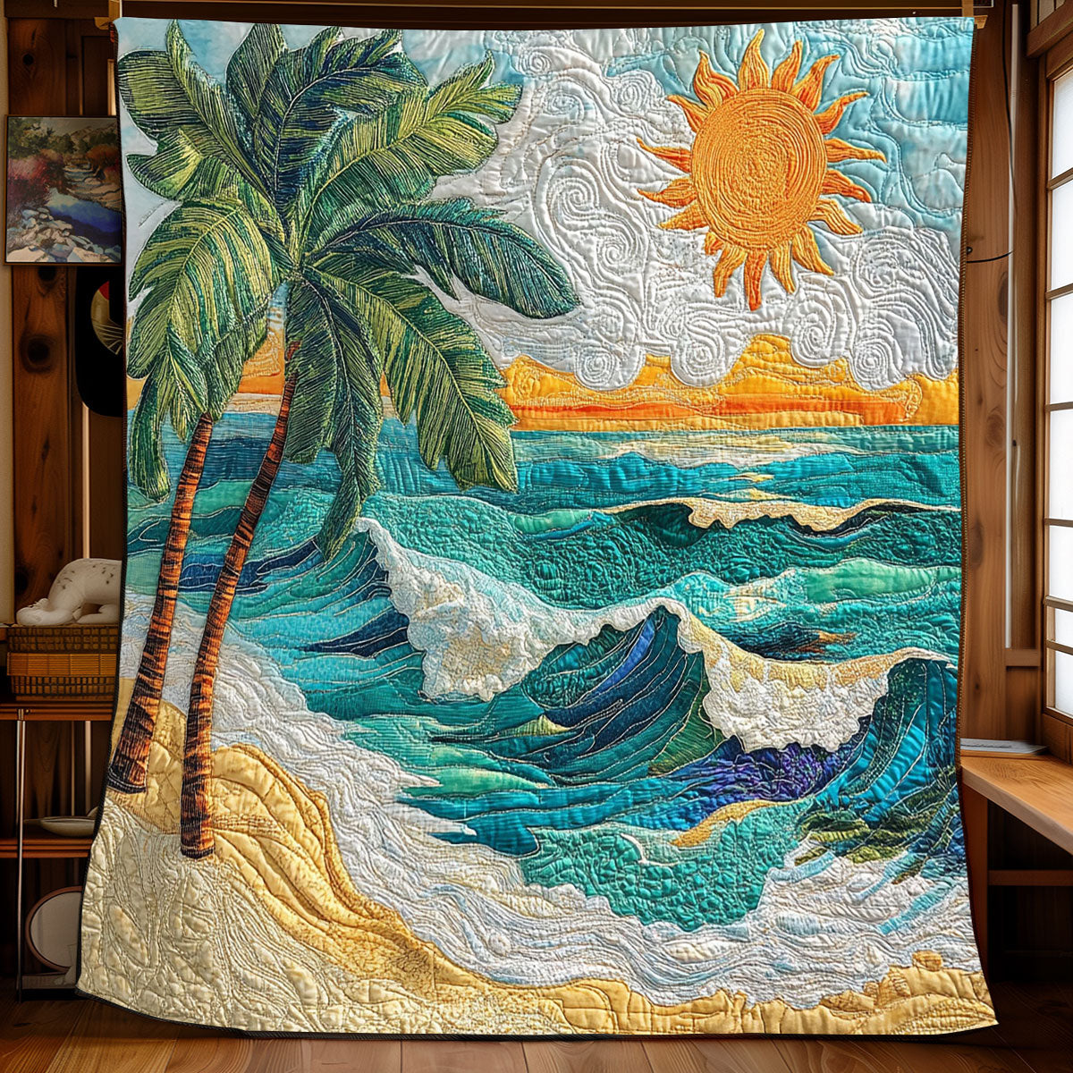 Ocean Waves Paradise Quilt Blanket Throw Blankets For Couch Brother To Sister Christmas Gifts