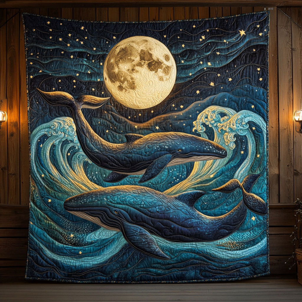 Ocean Whale Quilt Trendy Quilt Blanket for Modern Home Interiors