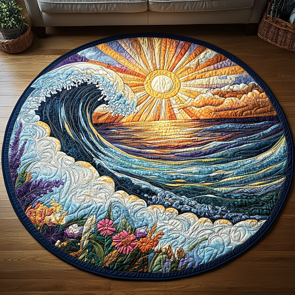 Ocean Whirl Quilted Round Mat Entrance Way Ideas Presents For Ocean Lovers