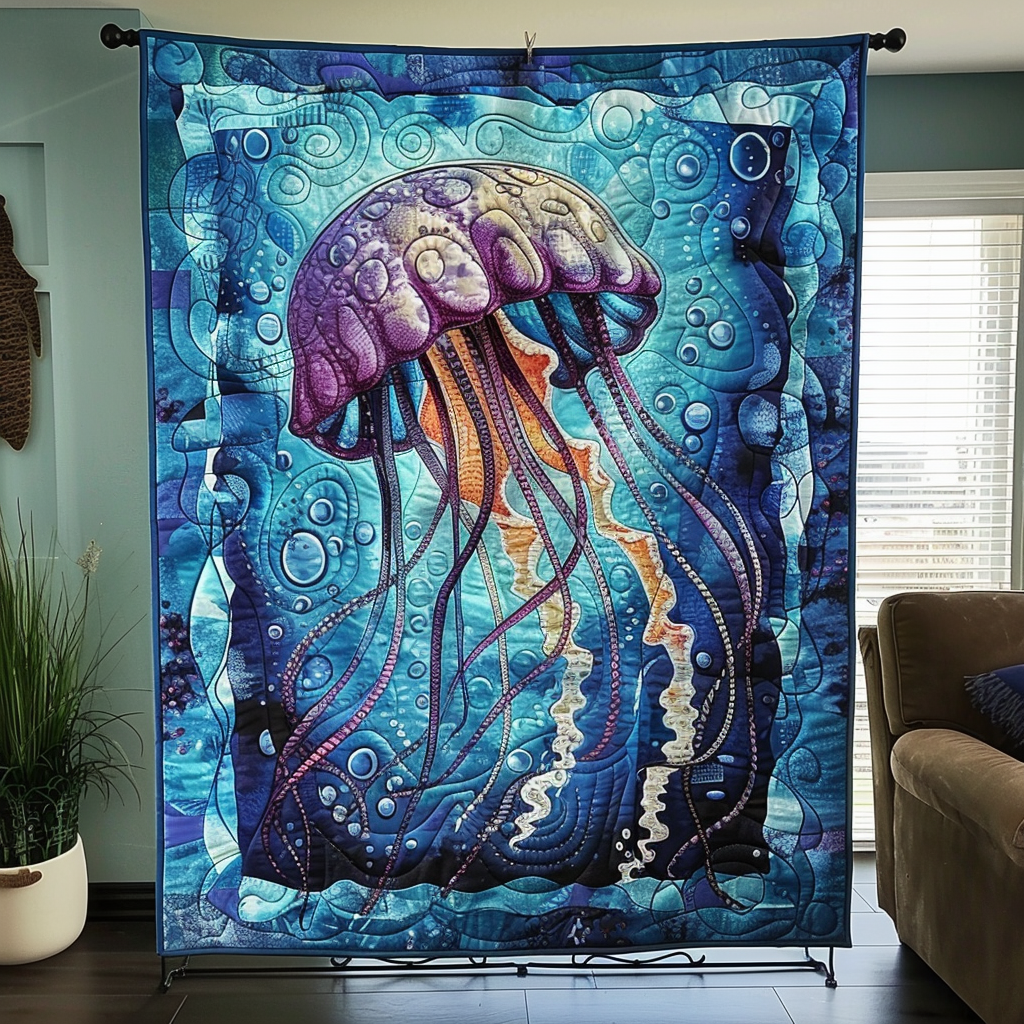 Ocean Whispers Quilted Blanket Christmas Gifts For Ocean Lovers