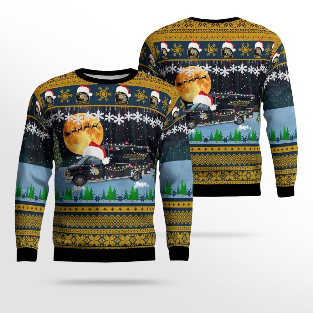 Oceana County Sheriff Hart Michigan Christmas AOP Ugly Sweater Christmas Unisex Sweaters Gift For Christmas