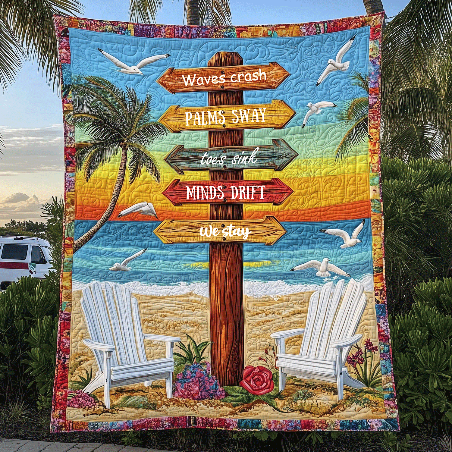 Oceanfront Guide Quilted Blanket Nice Throw Blanket Gifts For Ocean Lovers