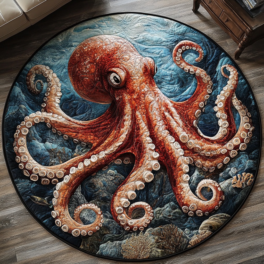 Oceanic Embrace Quilted Round Mat Entryway Rug Ideas Gifts For People Who Love Otters