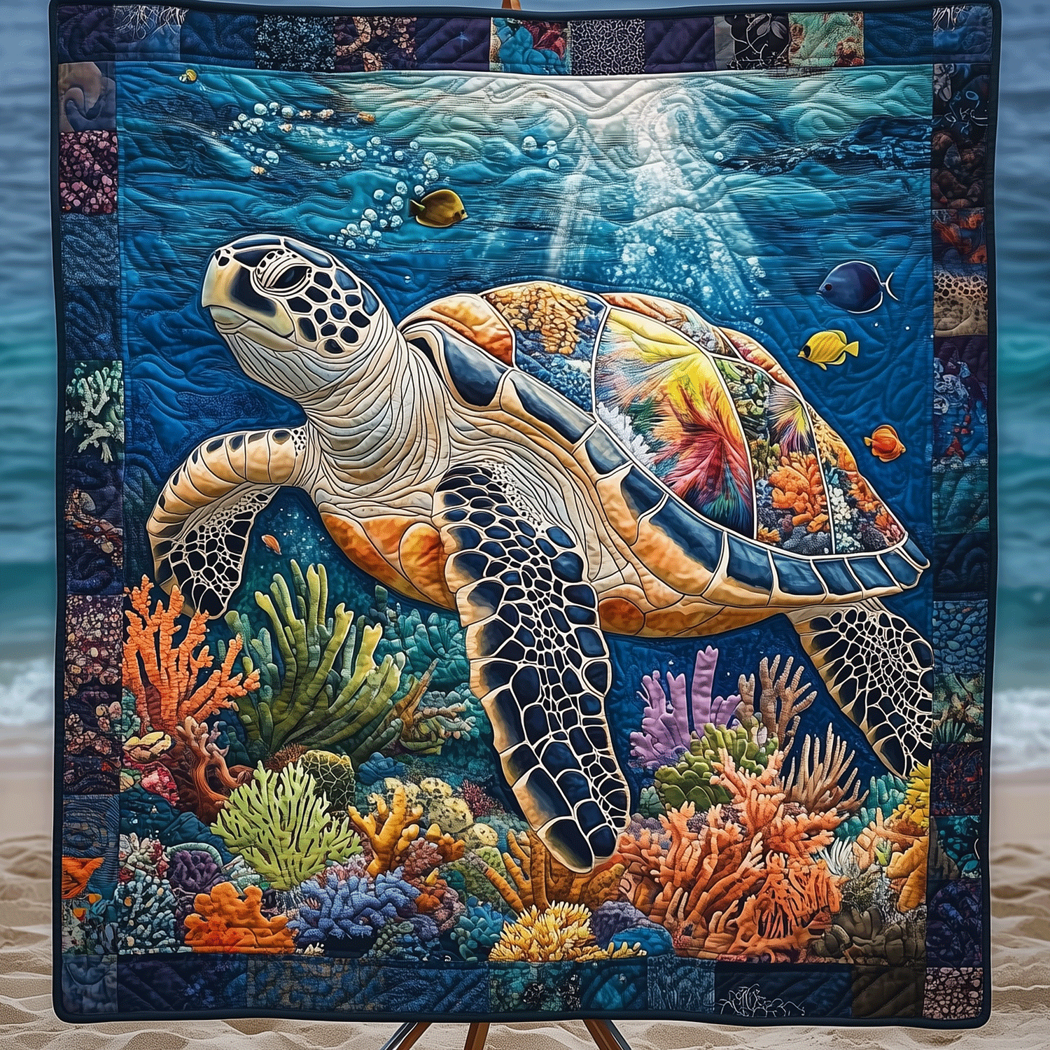 Oceanic Journey Quilted Blanket Unique Gifts For Turtle Lovers