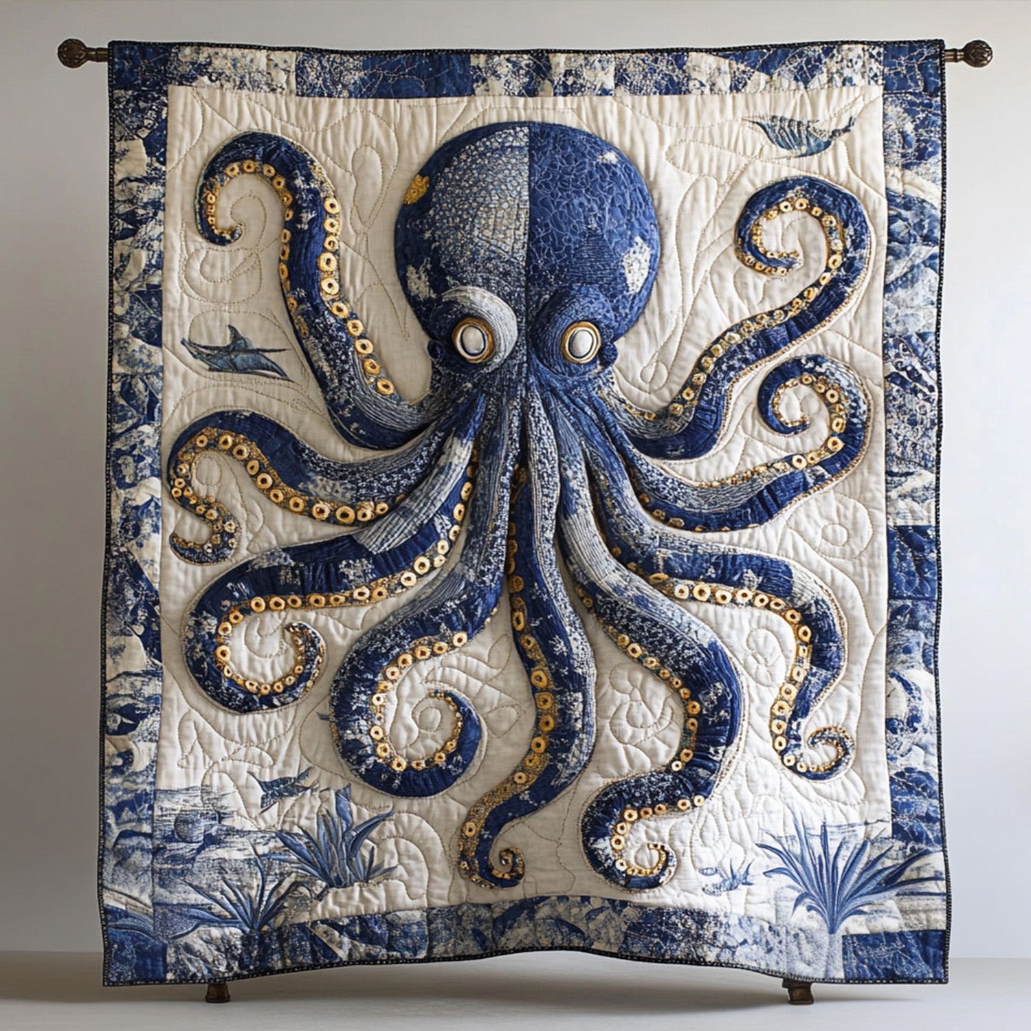 Oceanic Marvel Quilted Blanket Winter Decor Blanket Octopus Gifts For Men