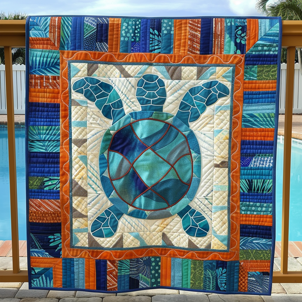 Oceanic Odyssey Quilted Blanket Presents For Turtle Lovers