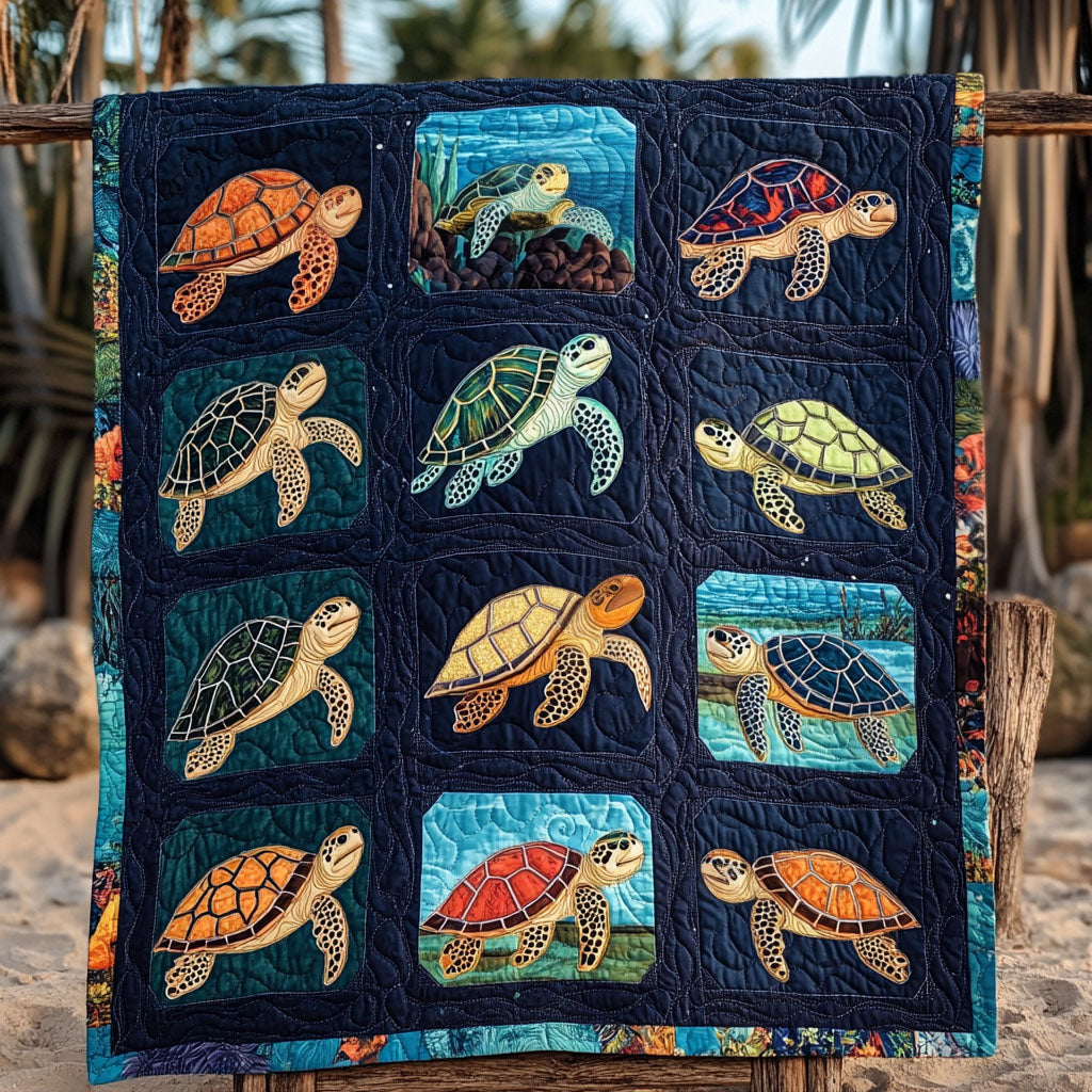 Oceanic Odyssey Quilted Blanket Turtle Present Ideas