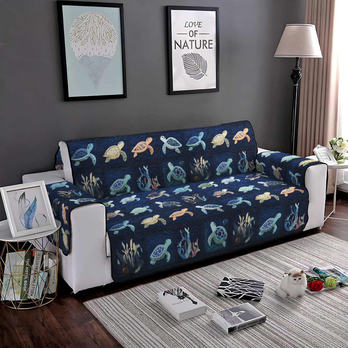 Oceanic Odyssey Quilted Sofa Cover Sofa Seat Covers Mother In Law Christmas Gift - Image 5