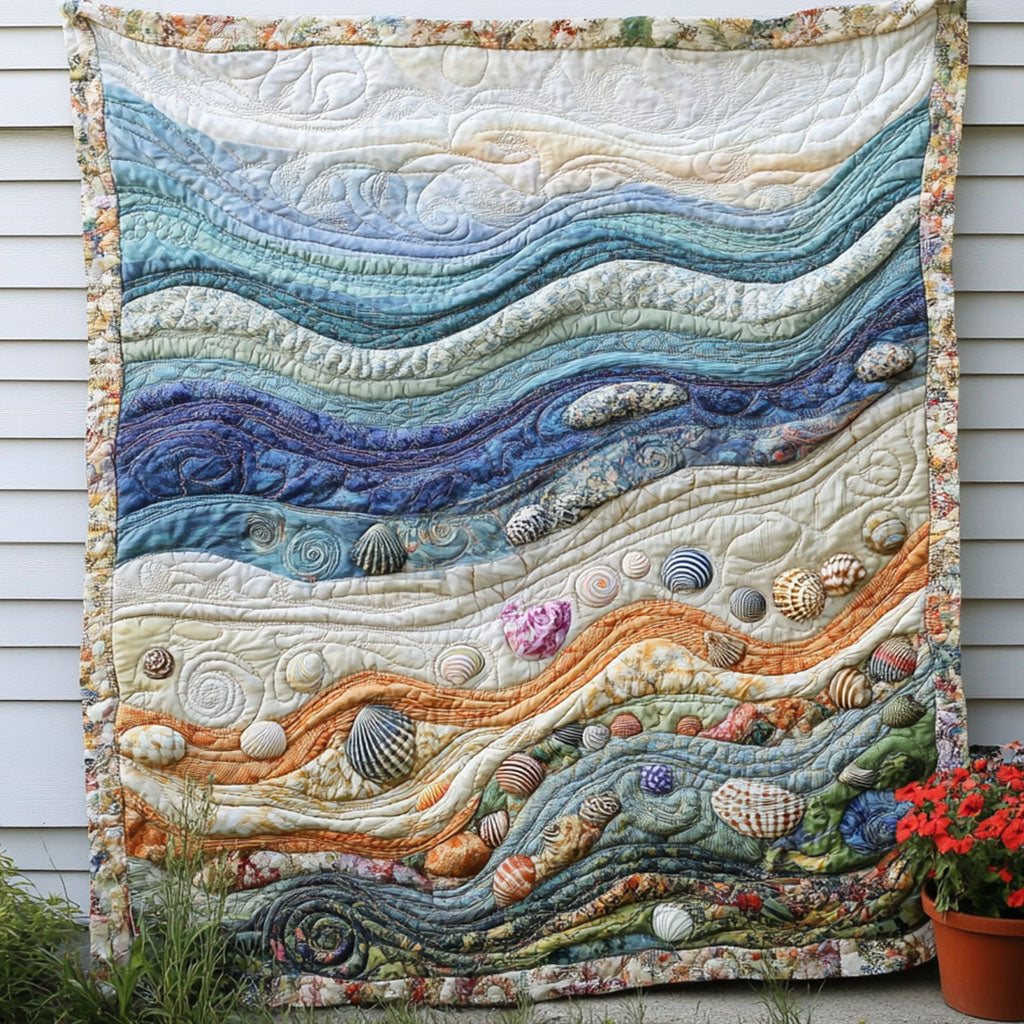 Oceanic Rhythm Quilted Blanket Bedroom Decor Christmas Presents For Ocean Lovers