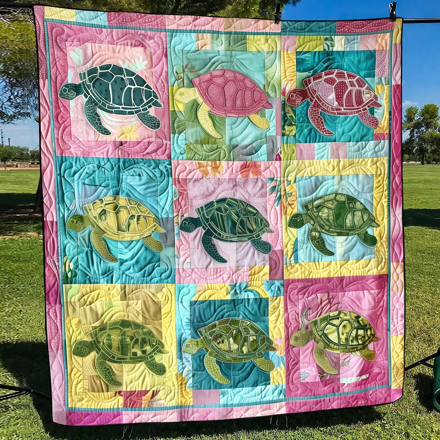 Oceanic Waves Quilted Blanket Presents For Turtle Lovers