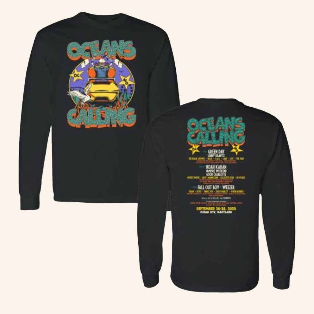 Oceans Calling Festival Merch Rollercoaster Lineup Long Sleeve Shirt Christmas Gift Ideas