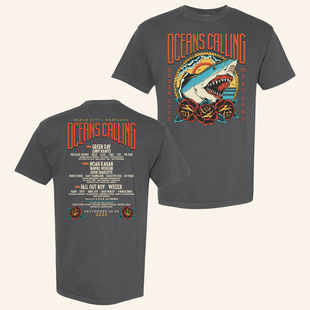 Oceans Calling Merch Shark Lineup T-Shirt Christmas Gifts For Husband