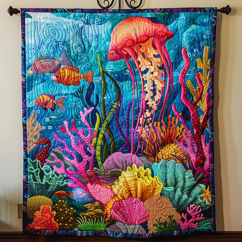 Ocean's Embrace Quilted Blanket Christmas Gifts For Ocean Lovers