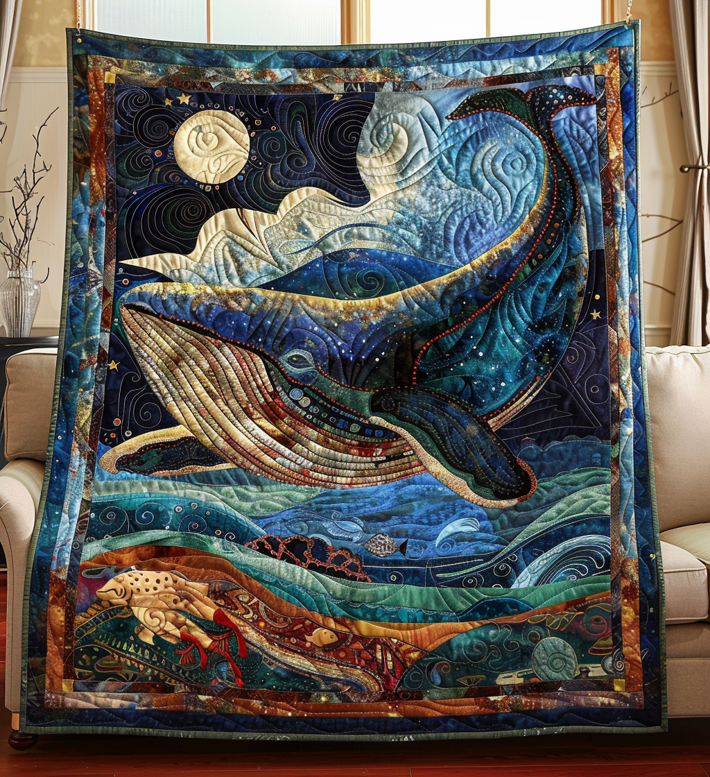 Ocean's Grace Quilted Blanket Whale Gifts For Adults