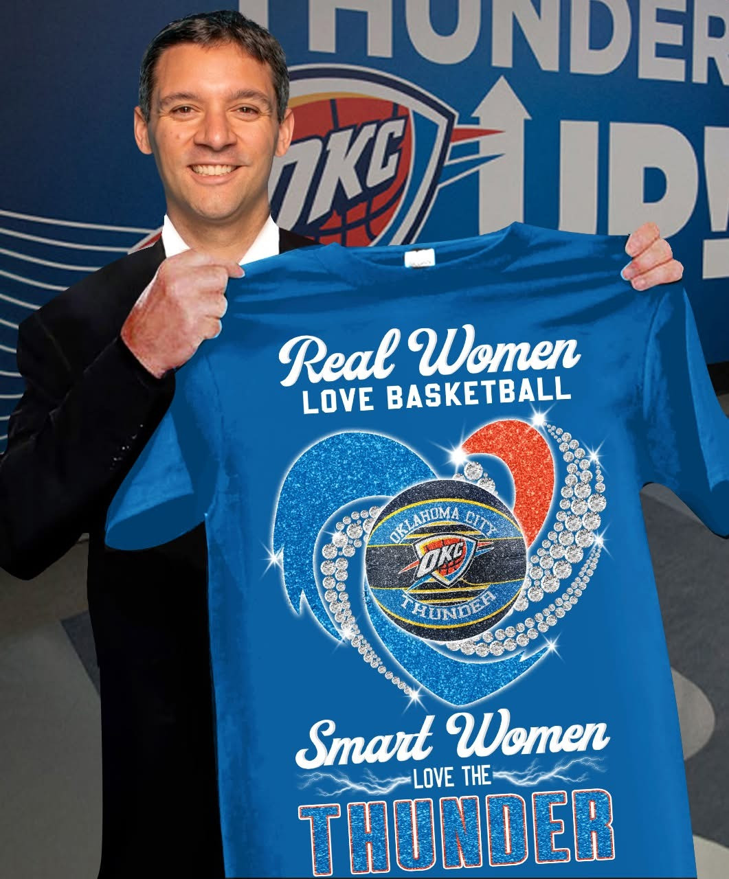OCK Thunder Women's T-Shirt Real Women Love Basketball Smart Women Love The Thunder Best Gift For Thunder Fans