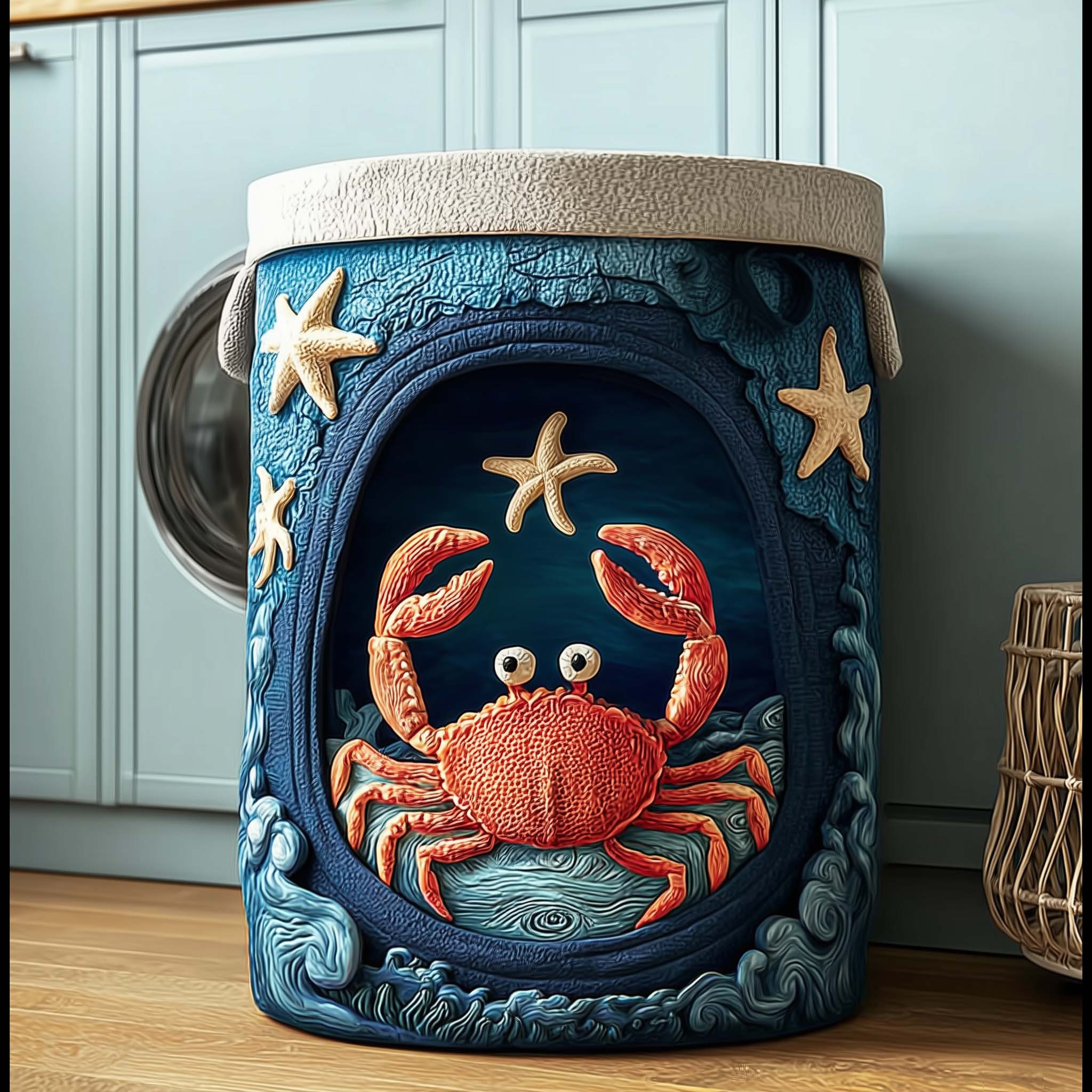 Octo Explorer Quilted Laundry Basket Laundry Room Decor Gifts For Crab Lovers