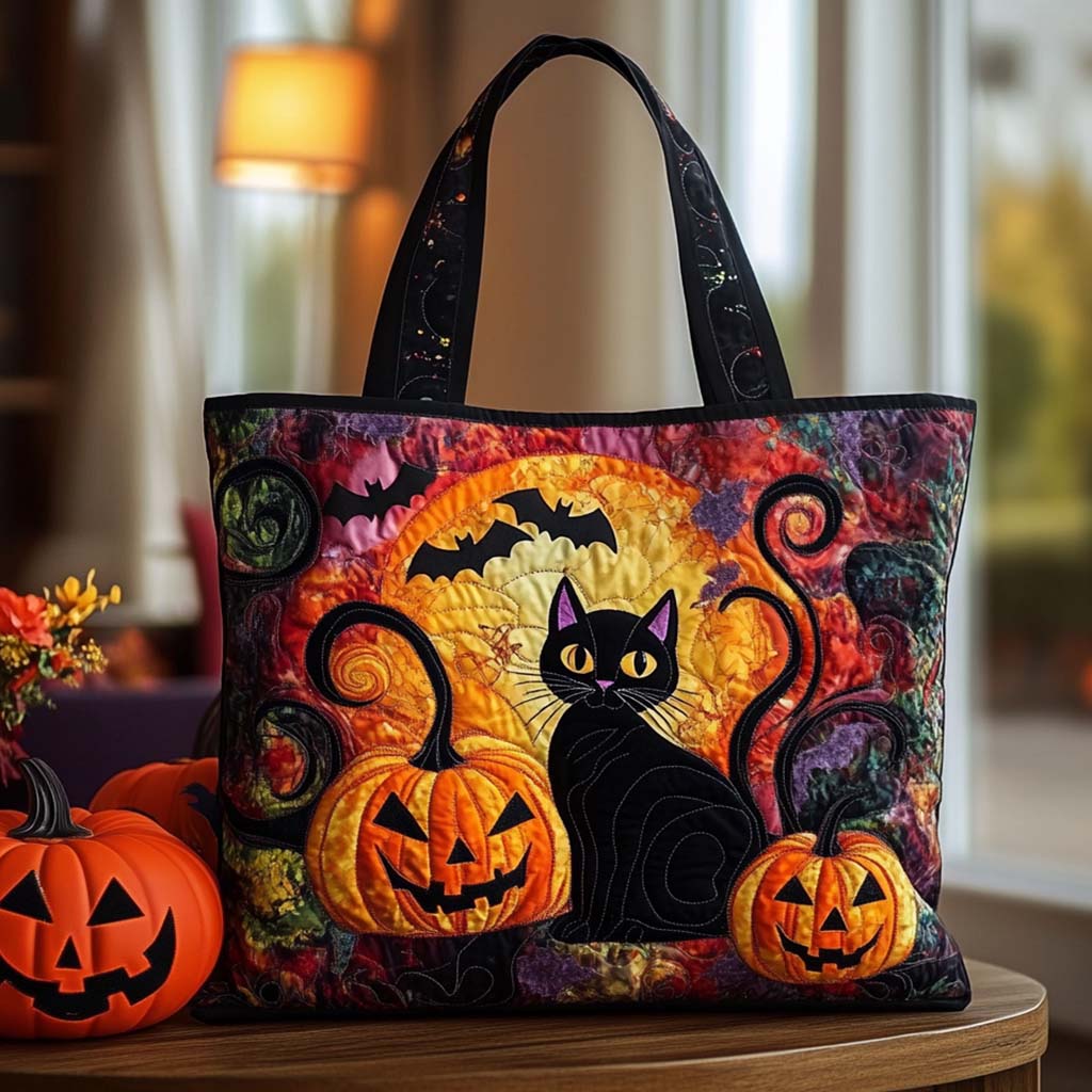 October Chill Quilted Tote Bag Halloween Gifts For Girlfriend
