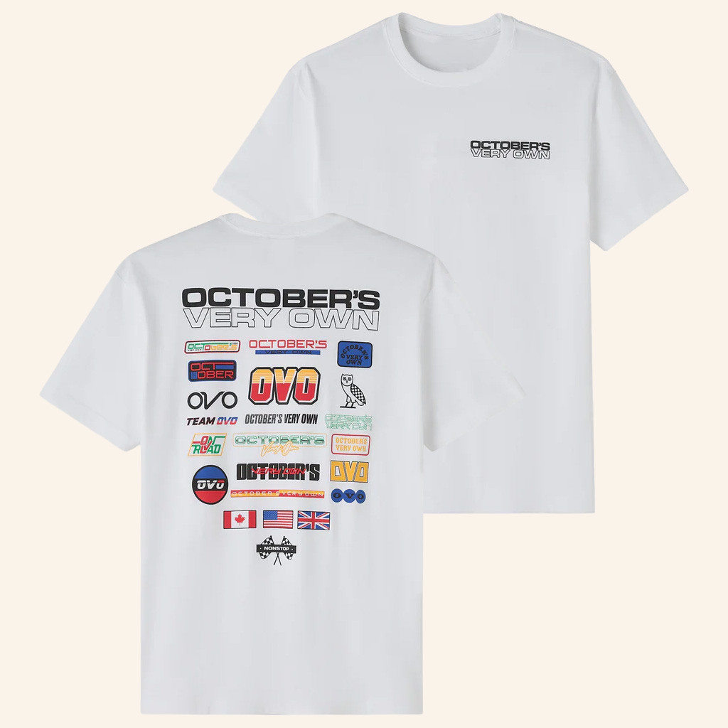 October's Very Own Merch White Team Race T-Shirt OVO Shirt Gift Ideas For Boyfriend