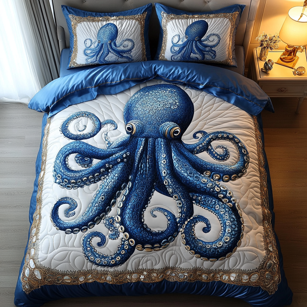 Octopus Dreams Quilted Bedding Set Bedroom Decorations Cool Octopus Gifts