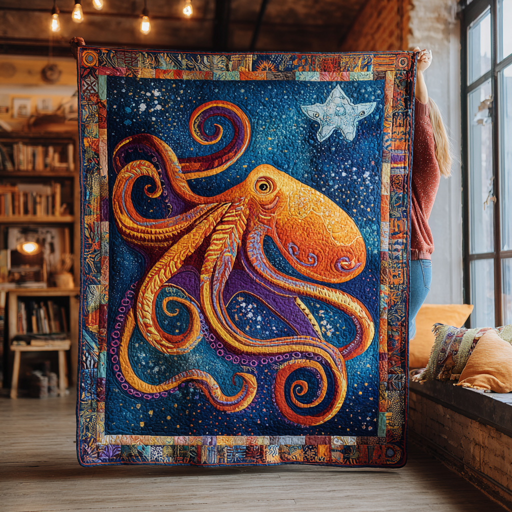 Octopus Harmony Quilted Blanket Cute Throw Blanket Owl Christmas Presents