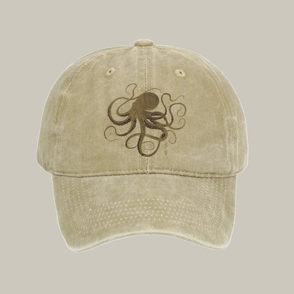 Octopus Japanese Washed Cap Funny Baseball Caps Christmas Gift Ideas For Him