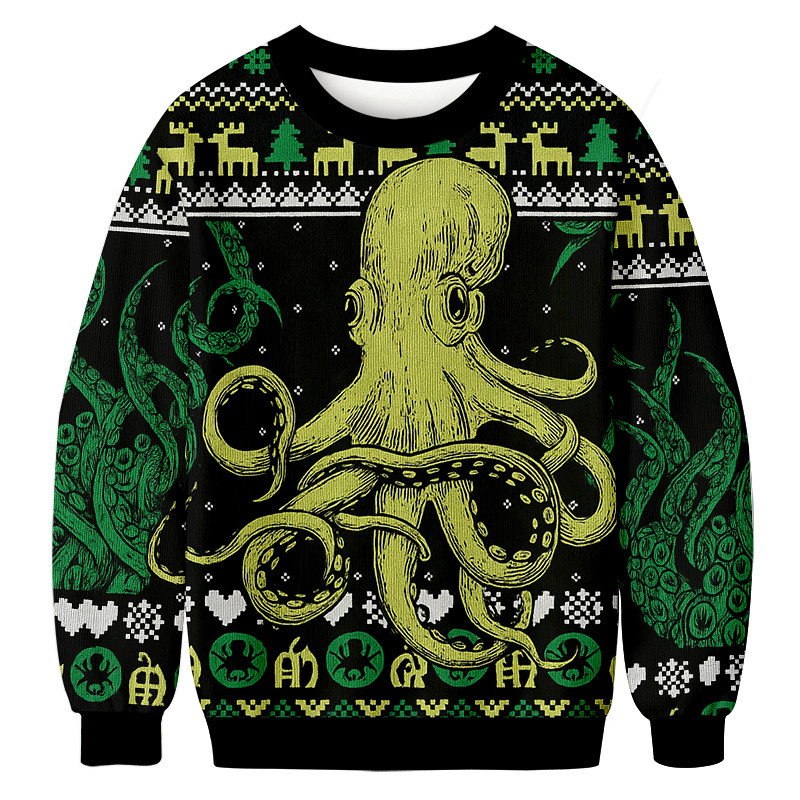 Octopus Kraken Cthulhu Christmas Ugly Sweater Cool Christmas Sweater Gift Ideas