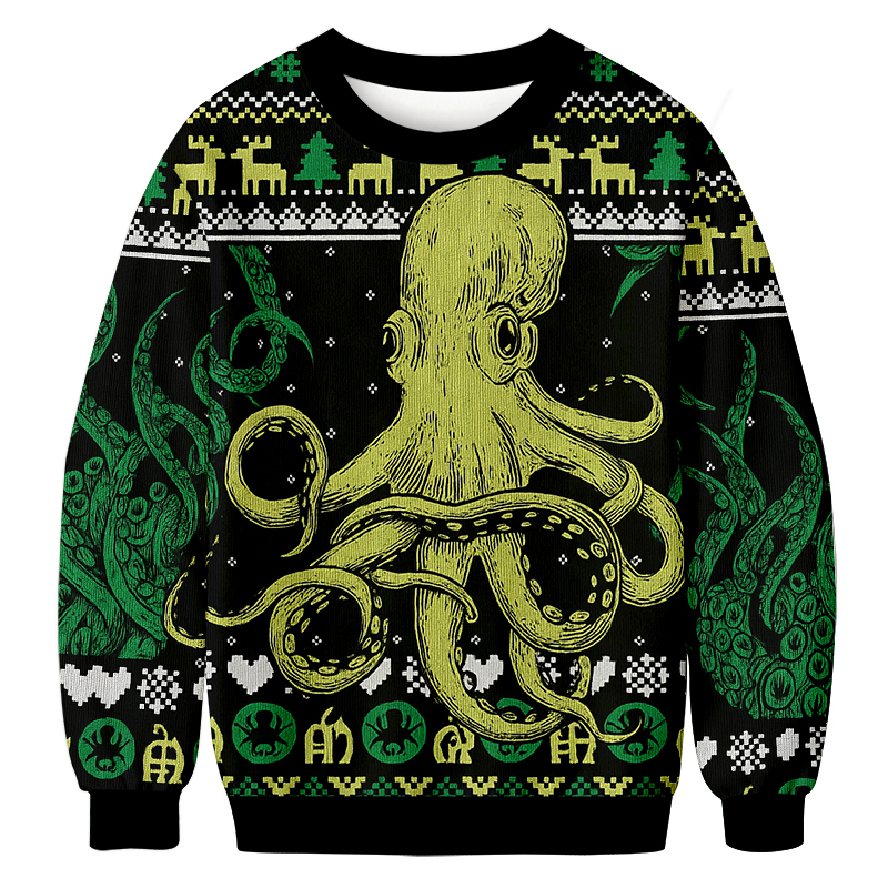 Octopus Kraken Cthulhu Christmas Ugly Sweatshirts Christmas Cozy Winter Wear Gift Ideas Octopus Kraken Cthulhu Christmas Ugly Sweatshirts Christmas Cozy Winter Wear Gift Ideas