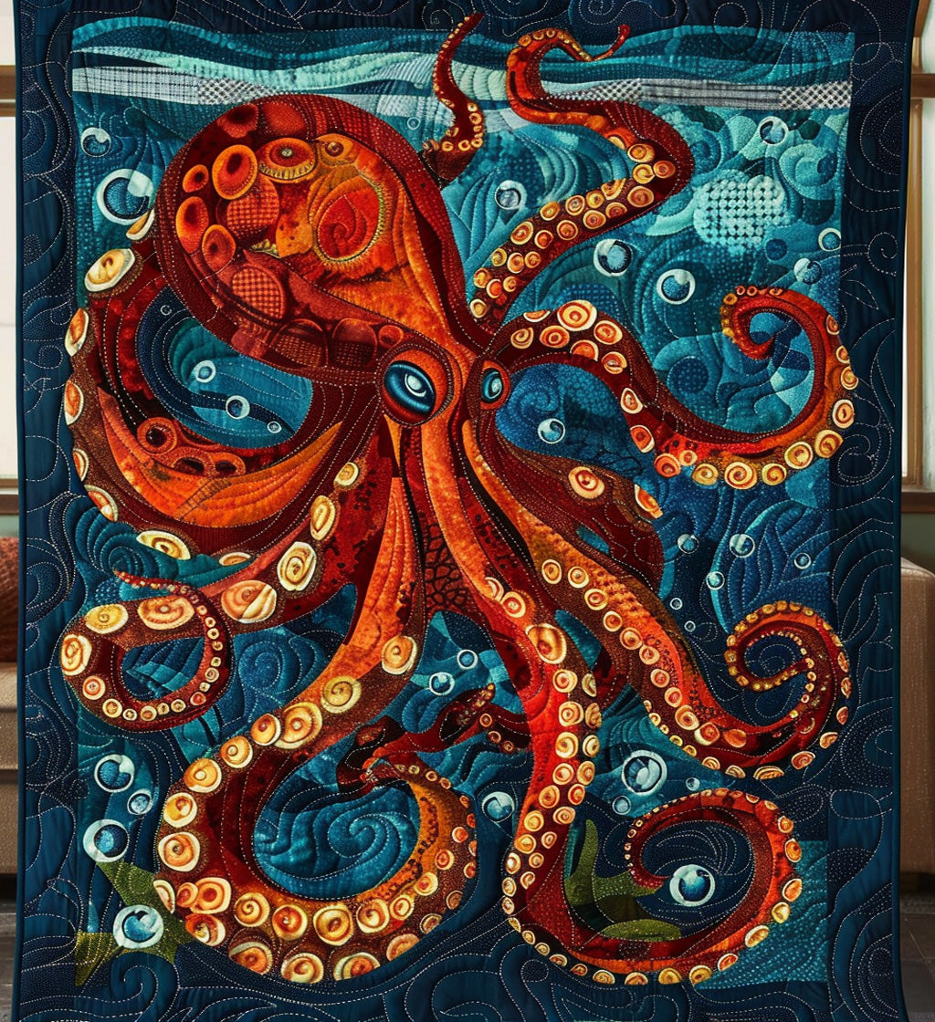 Octopus Mystique Quilted Blanket  Octopus Blanket Cute Gifts For Friends