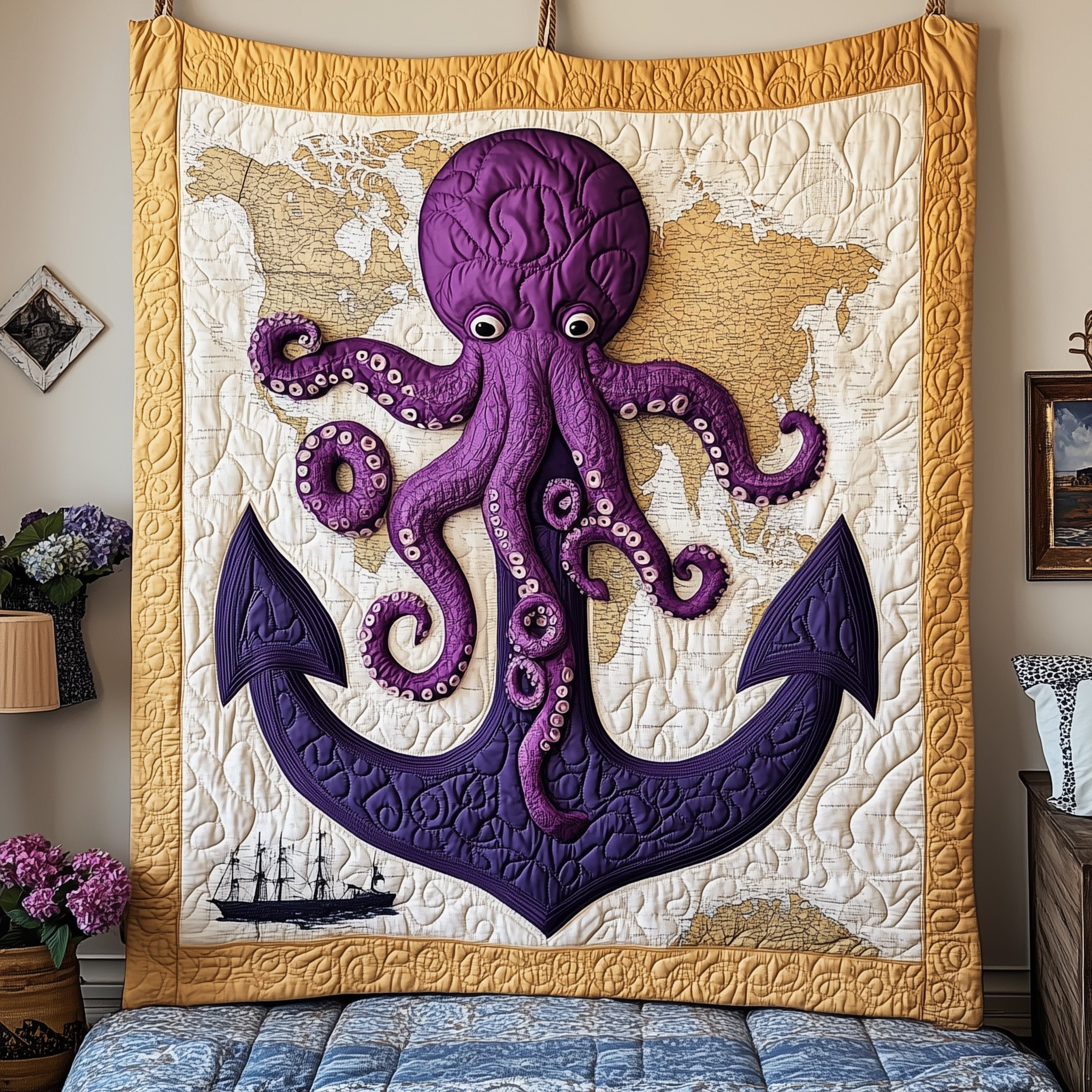 Octopus Quilted Blanket Merchandise Throw BlanketCool Gifts For Octopus Lovers