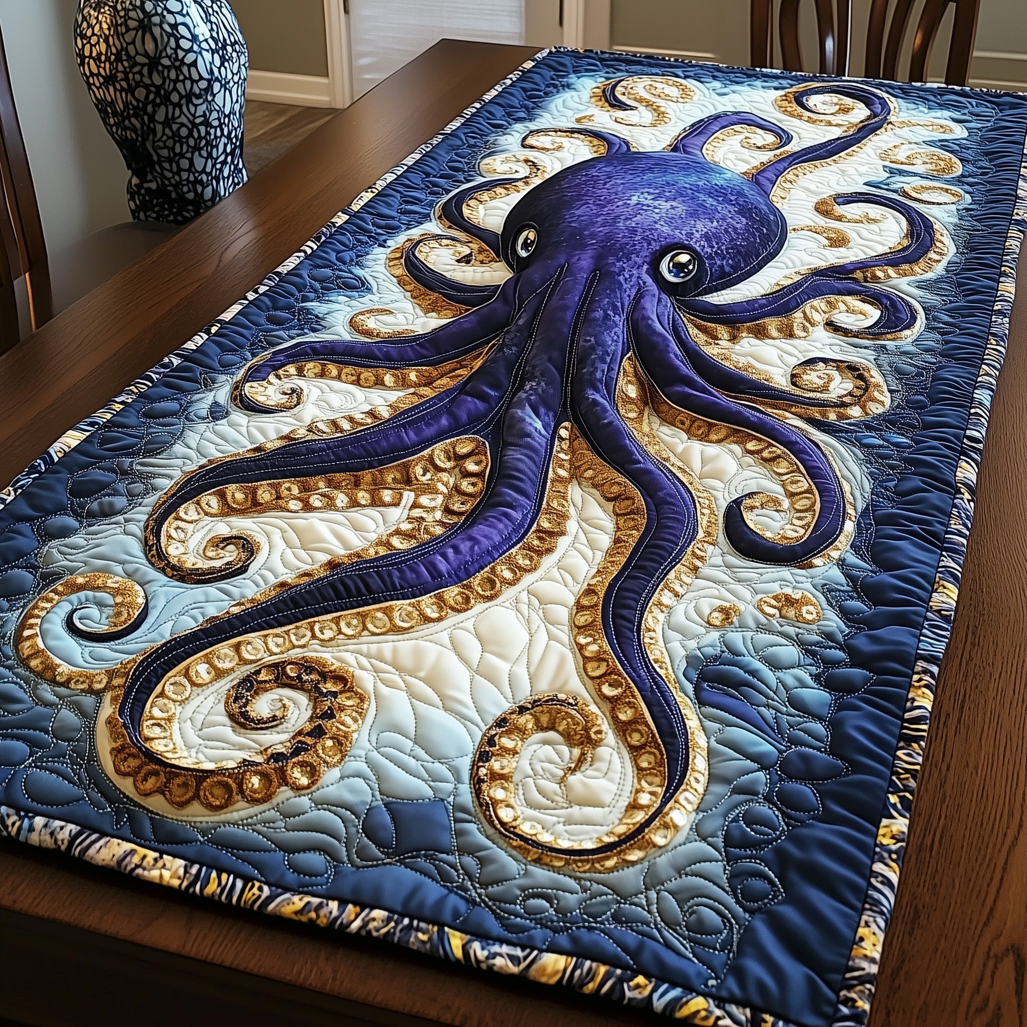 Octopus Quilted Table Runner Festive Holiday Table Runner Decor