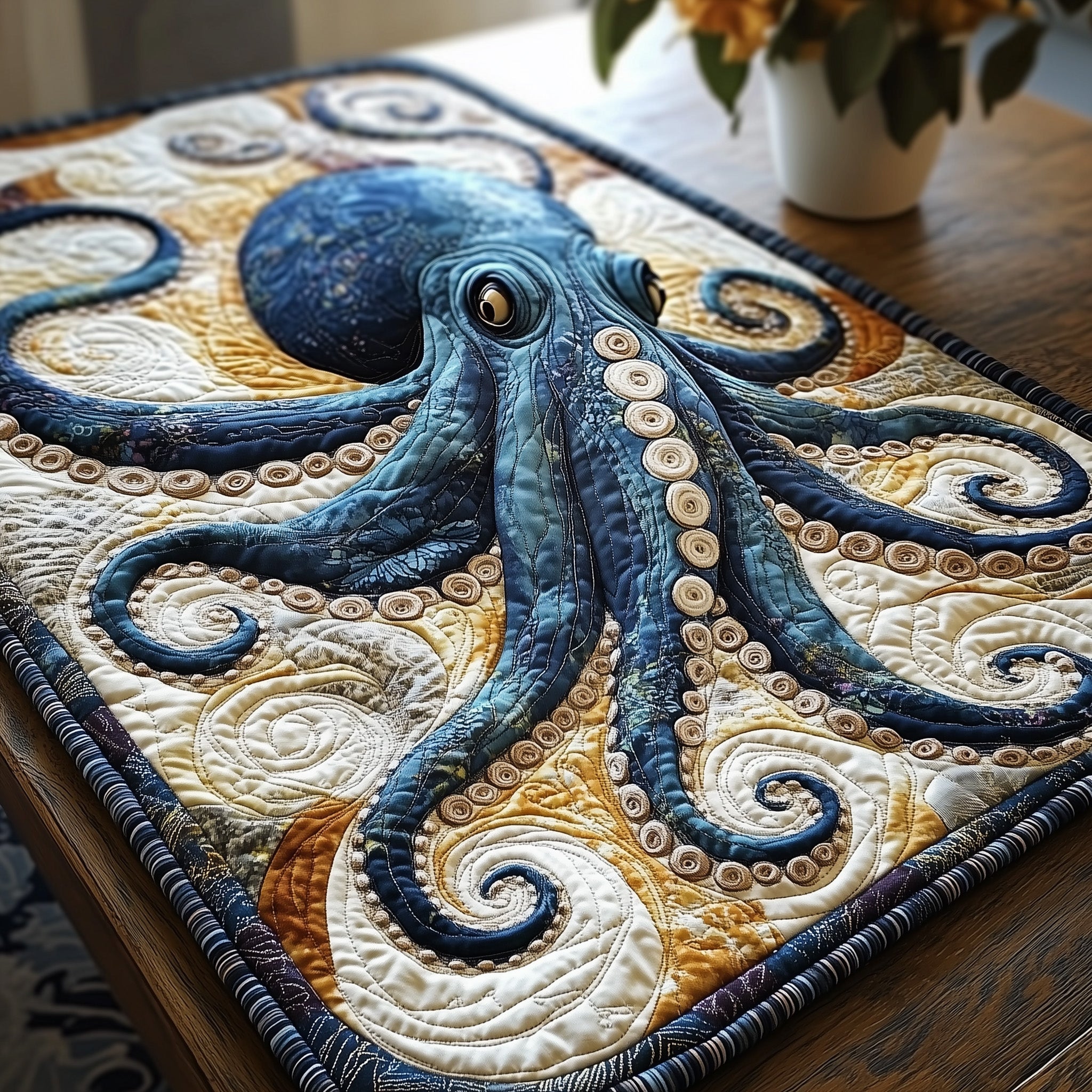 Octopus Quilted Table Runner Table Runner for Christmas Decor