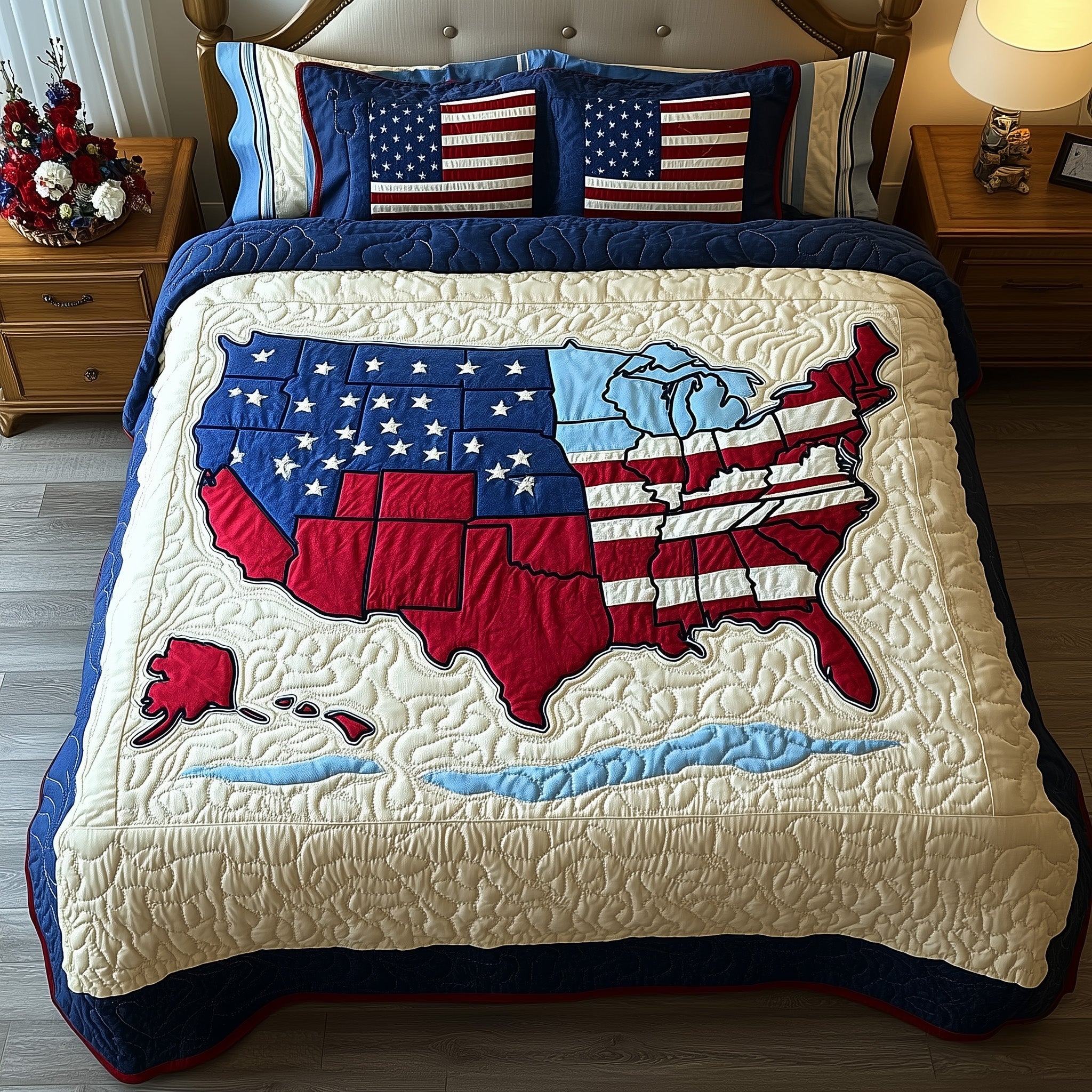 of July Quilted Bedding Set Duvet Cover Merchandise 4Th Of July Client Gifts