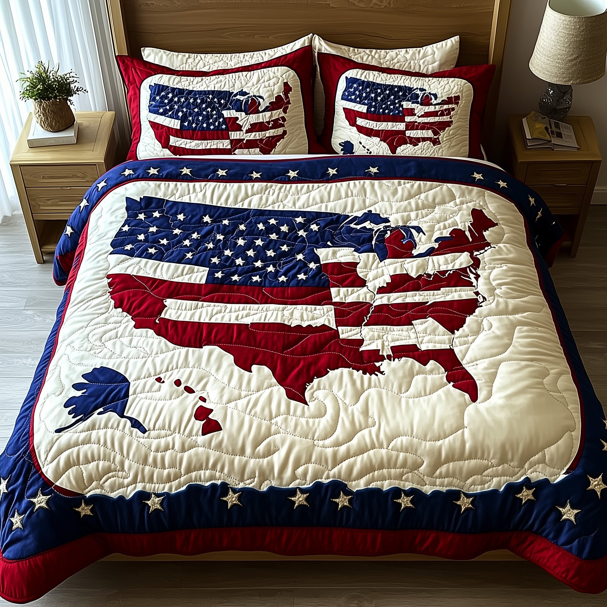 of July Quilted Bedding Set Duvet Cover Merchandise 4Th Of July Gifts Delivered