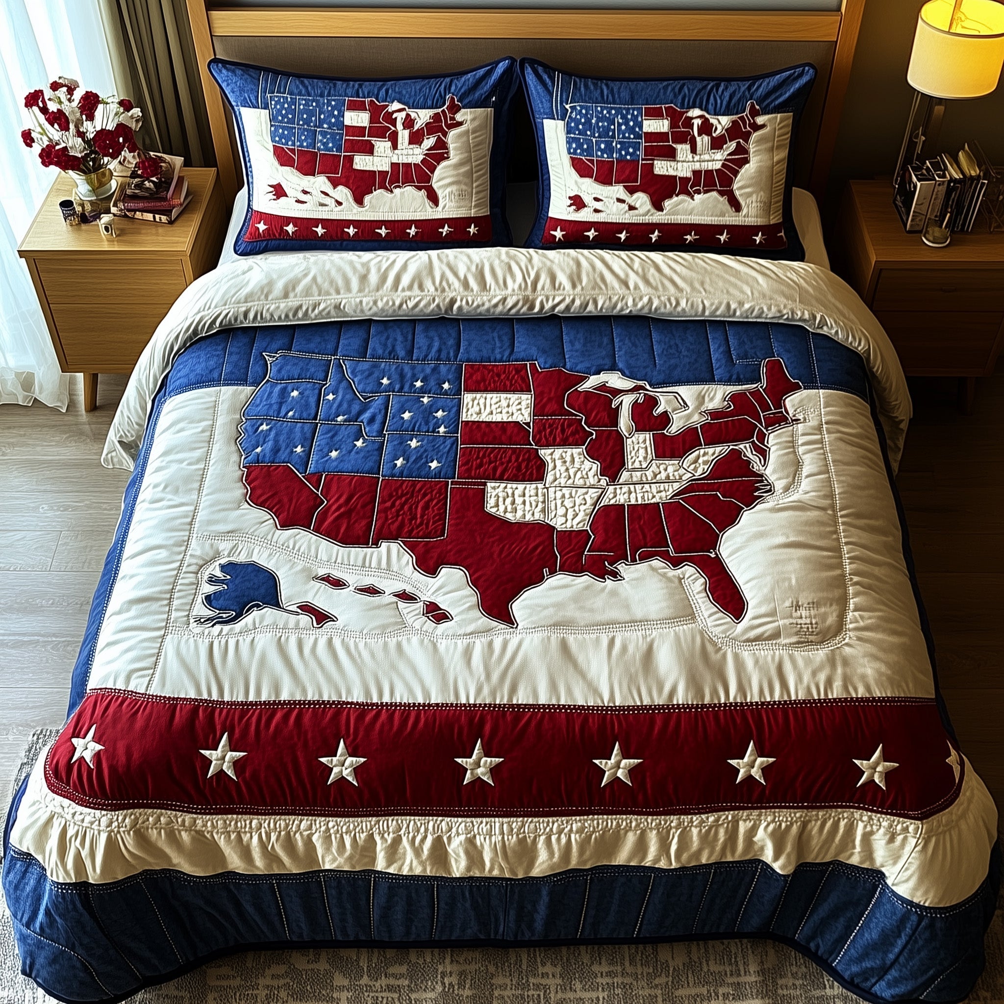 of July Quilted Bedding Set Duvet Cover Merchandise 4Th Of July Gifts For Coworkers