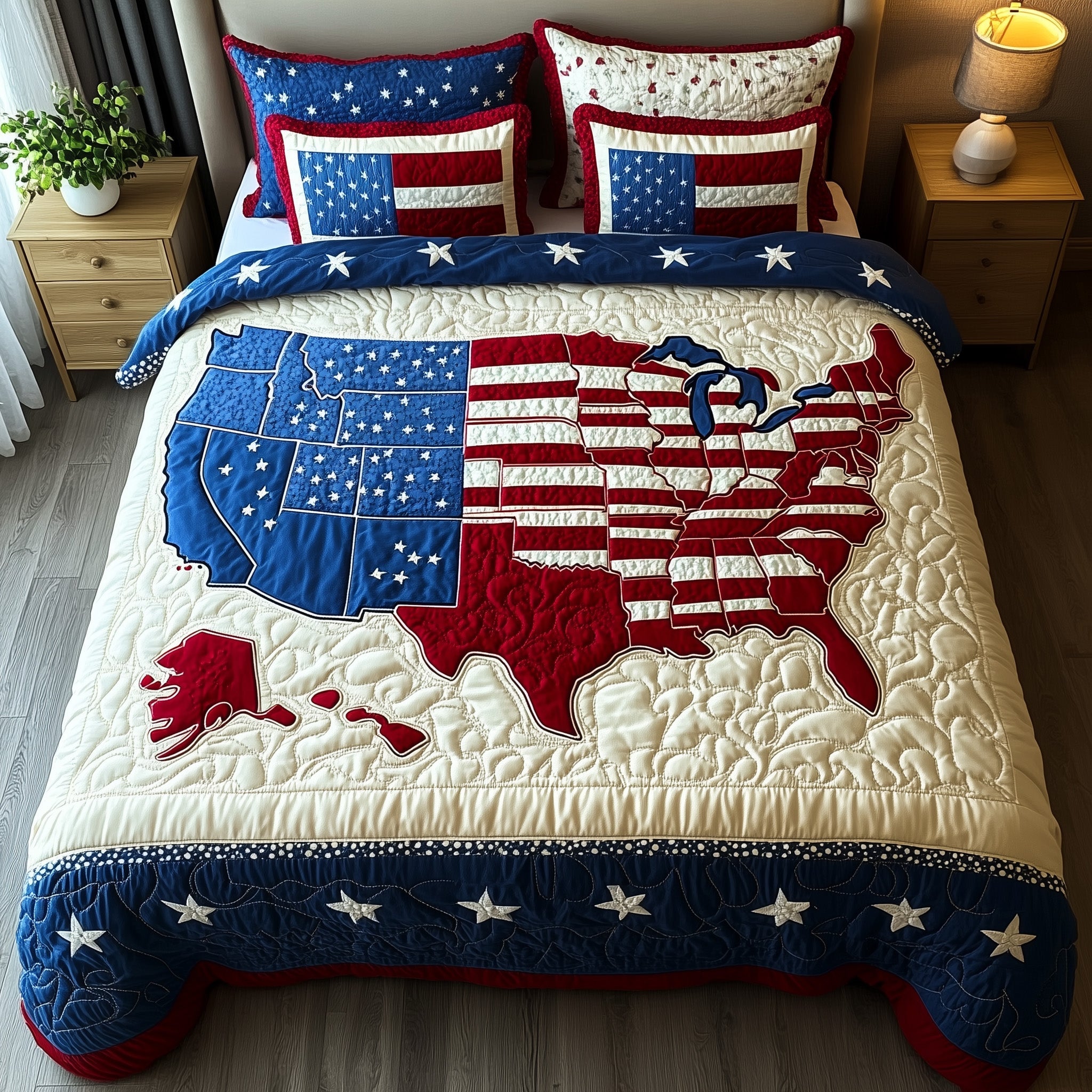 of July Quilted Bedding Set Duvet Cover Merchandise 4Th Of July Neighbor Gifts