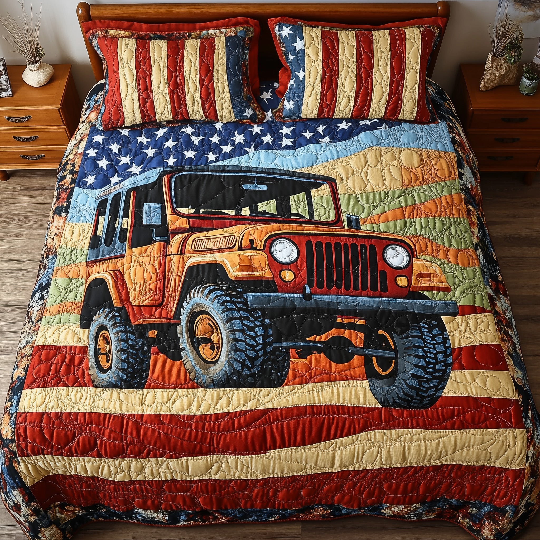 Off-Road America Quilted Bedding Set Duvet Cover Merchandise Camping Themed Christmas Gifts