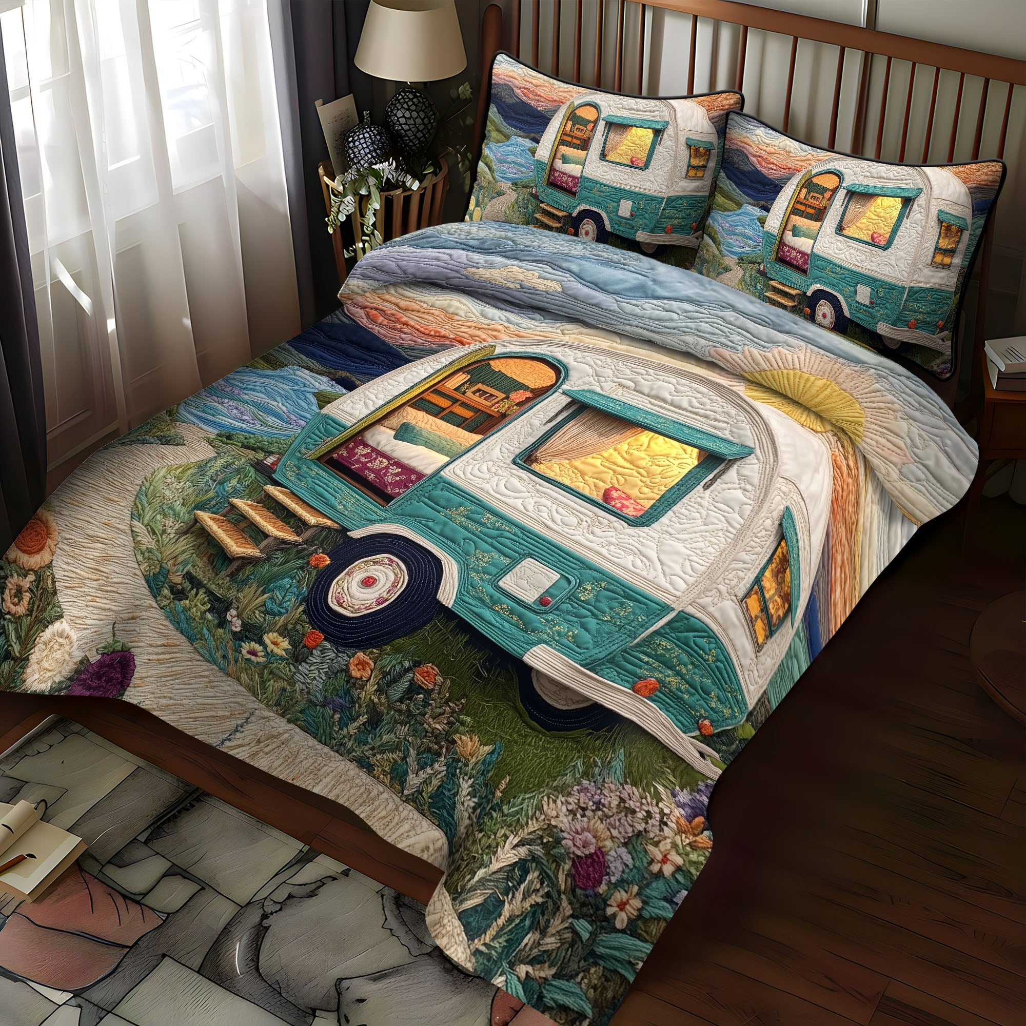Off the Beaten Path Quilted Bedding Set Bedroom Decorations Hippie Presents