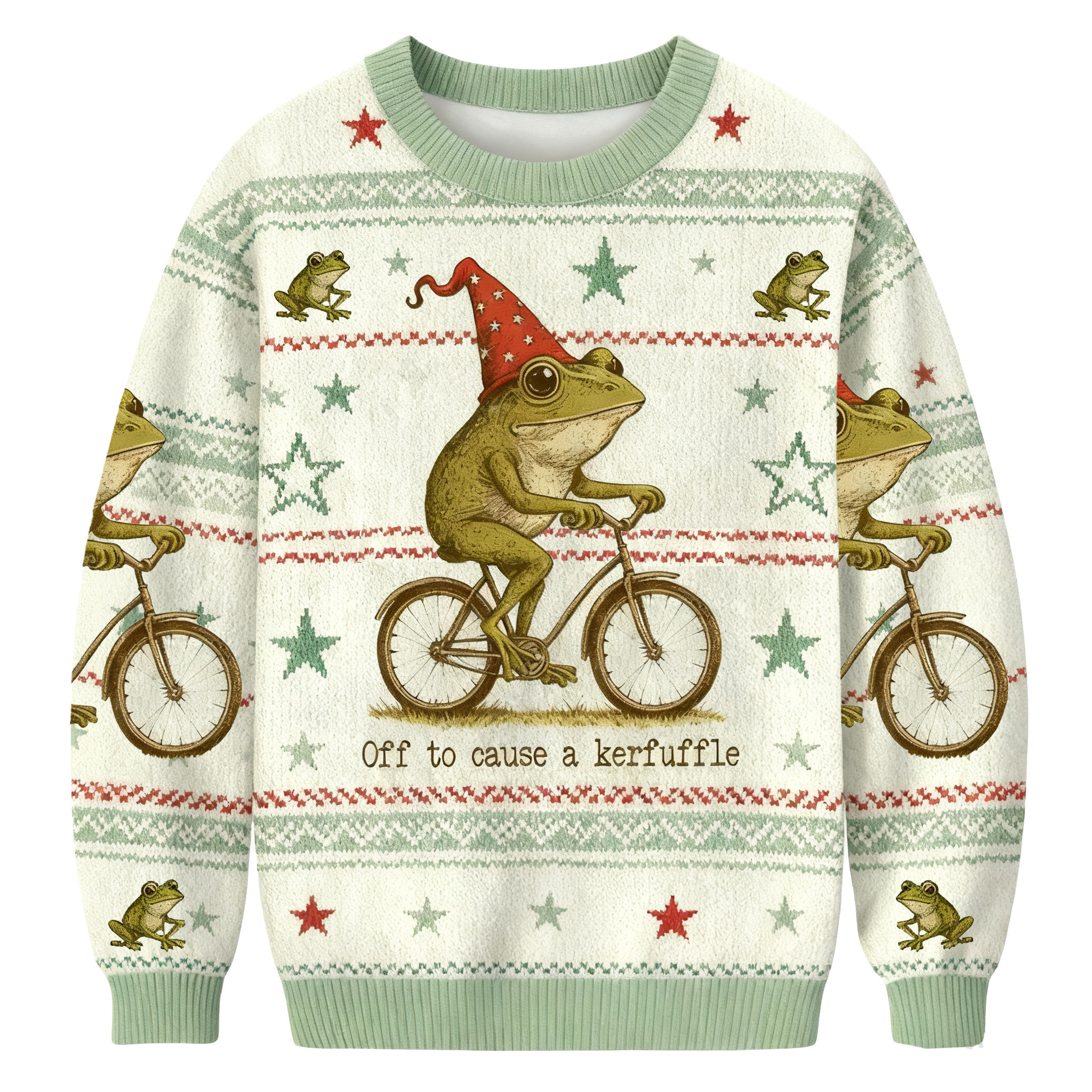 Off To Cause A Kerfuffle Funny Frog Christmas Ugly Sweater Festive Wear Christmas Gift Ideas