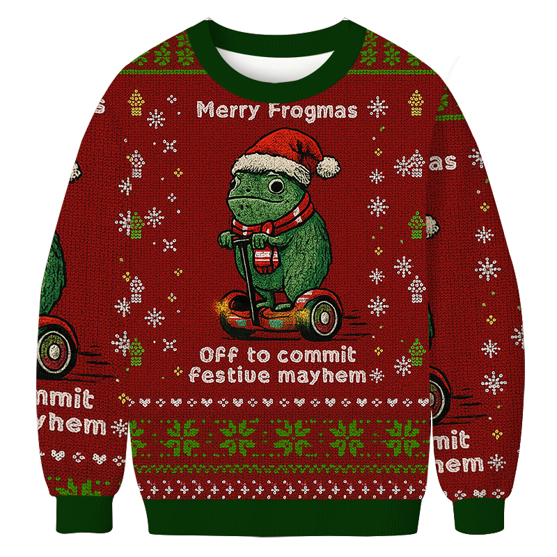 Off to Commit Frogmas Mayhem Christmas Ugly Sweatshirt Holiday Season Gag Gift Top Off to Commit Frogmas Mayhem Christmas Ugly Sweatshirt Holiday Season Gag Gift Top