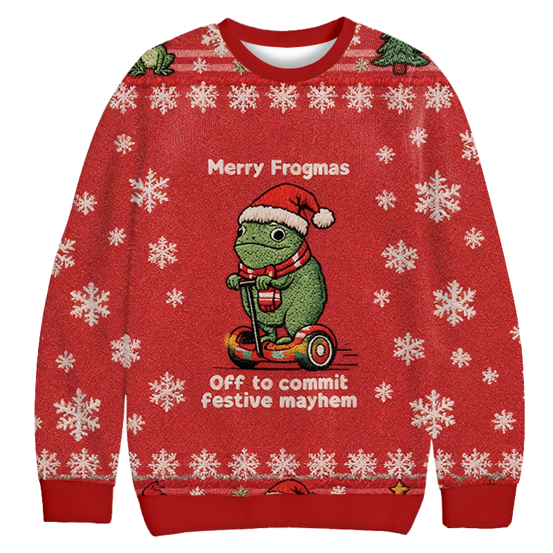 Off to Commit Frogmas Mayhem Funny Christmas Ugly Sweatshirt Funny Xmas Party Outfit Gift Ideas