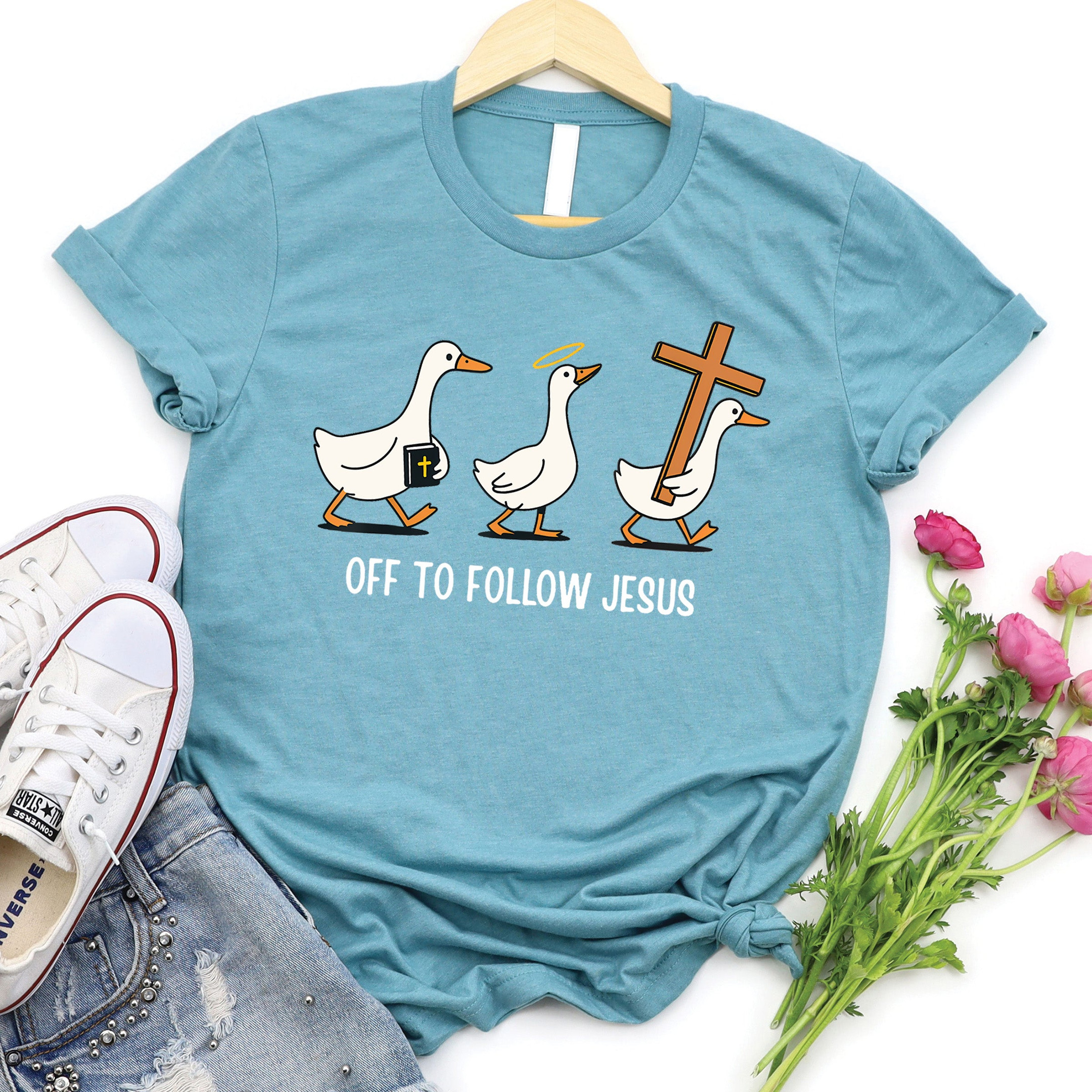 Off To Follow Jesus Christian Faith Shirt Religious Gifts Discipleship Apparel Tee