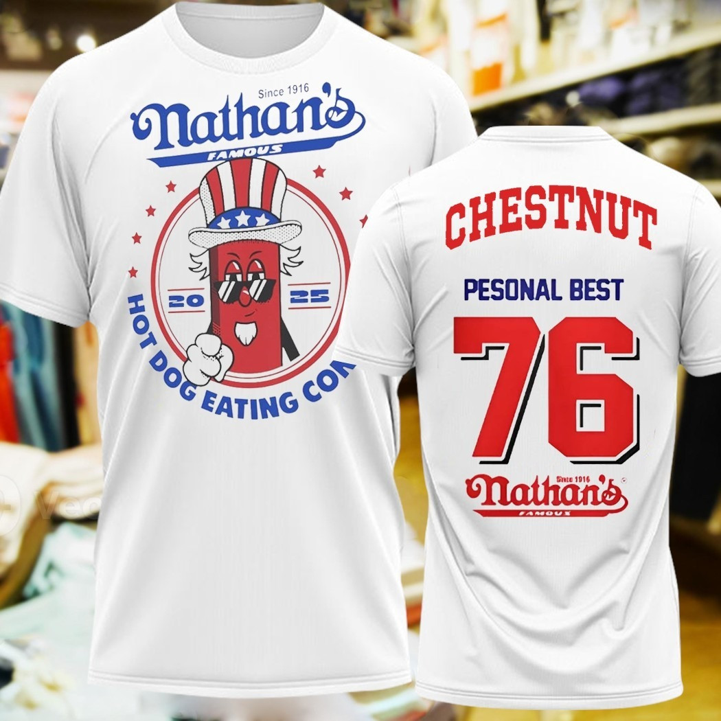 Official Joey Chestnut 17th Nathan Famous Hot Dog Jersey 2025 Shirt Gift For Joey Chestnut Fans