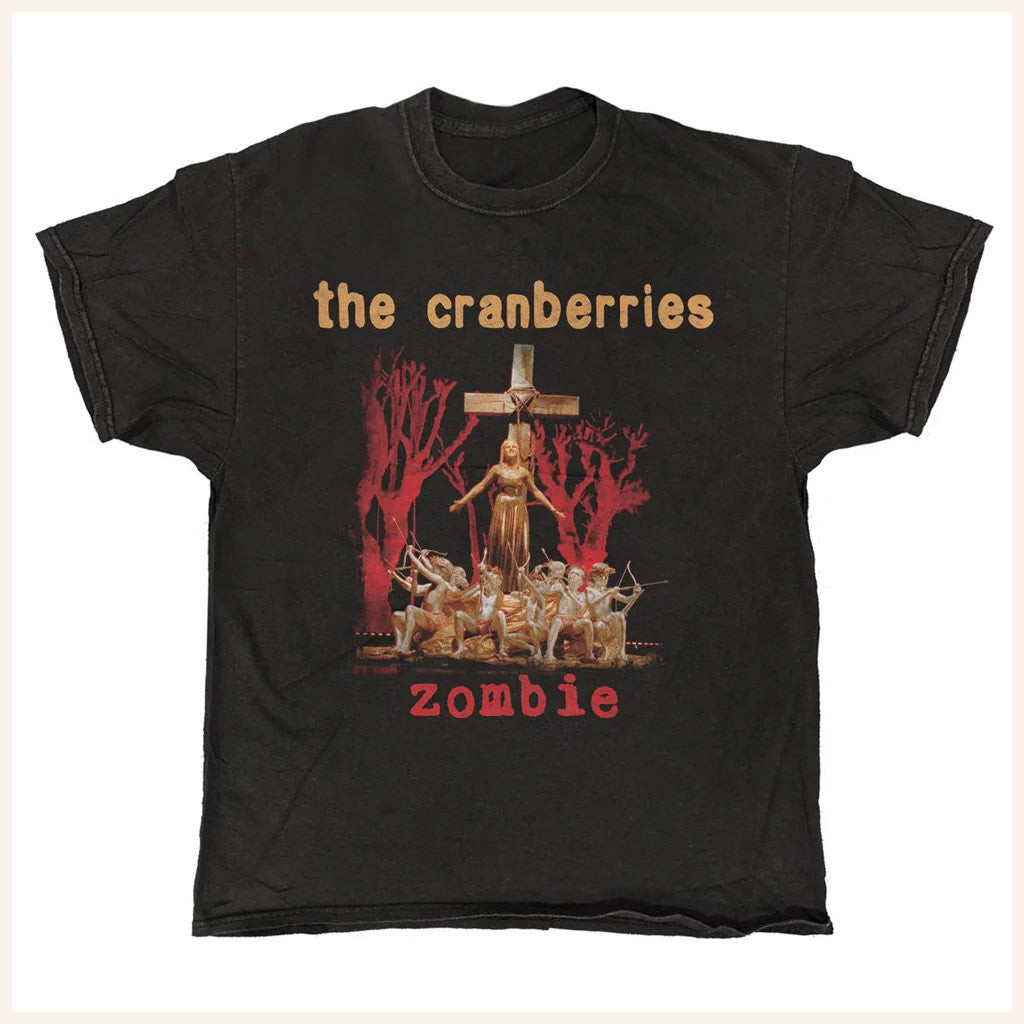 Official Merchandise Merch The Cranberries Zombie Cross Black Vintage T-Shirt Dad Gifts