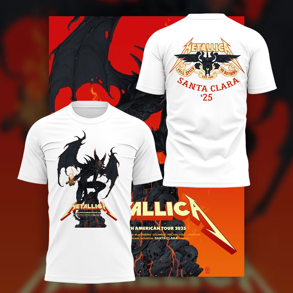 Official Metallica Santa Clara 25 Concert T-Shirt M72 North American Tour Apparel Best Gift For Metallica Fans