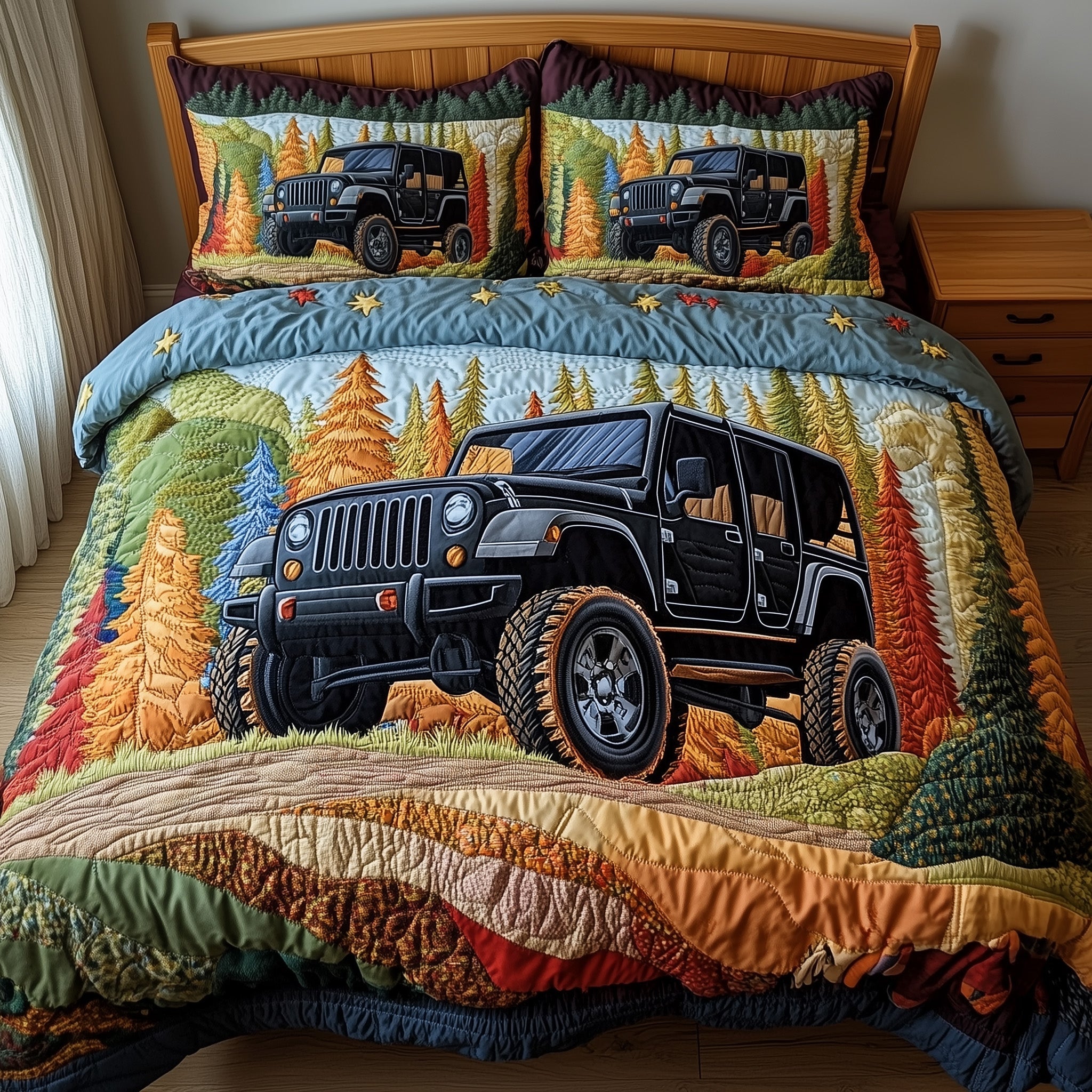 OffRoad Legends Quilted Bedding Set Duvet Cover Merchandise Gifts For New Jeep Owners