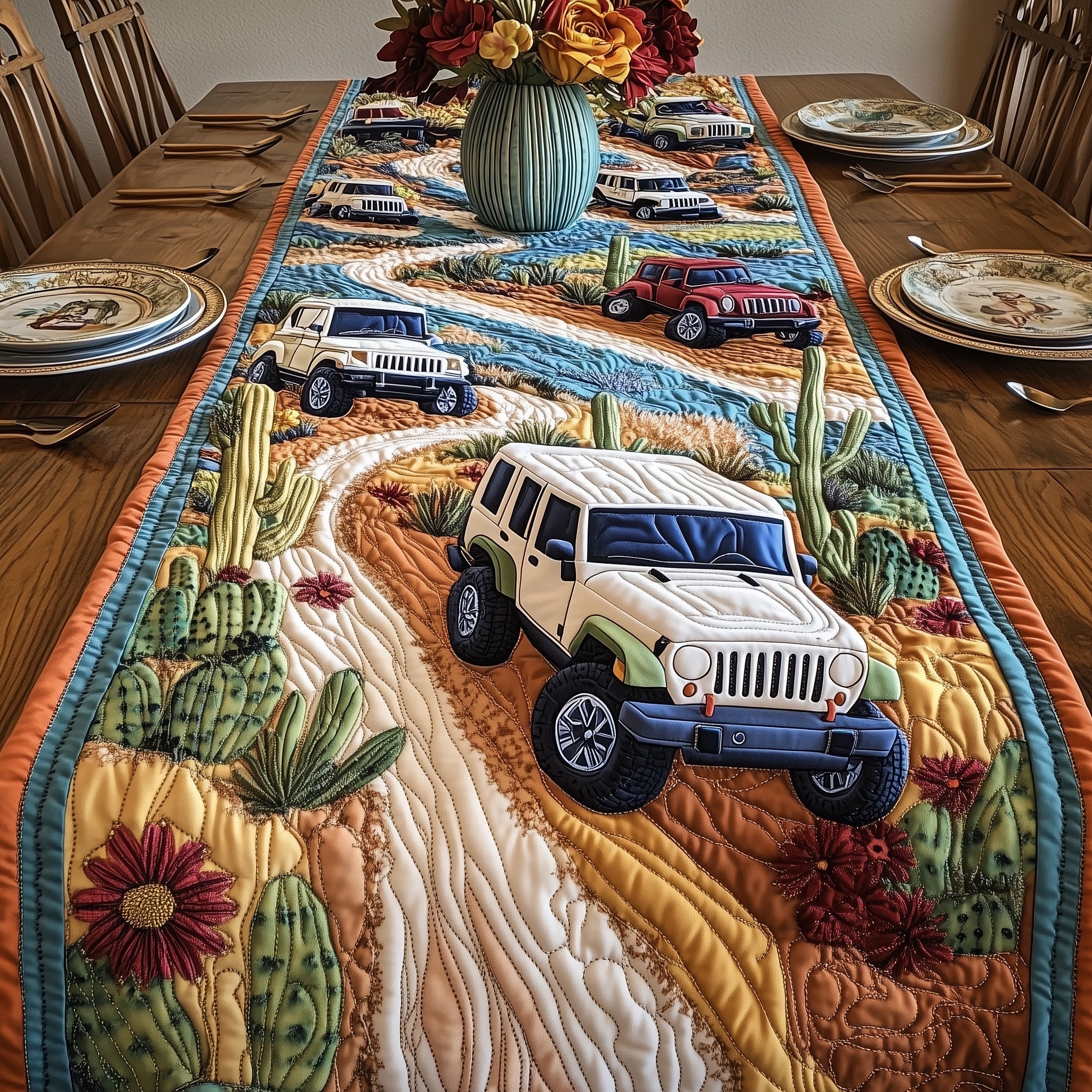Offroad Legends Quilted Table Runner Christmas Table Runner