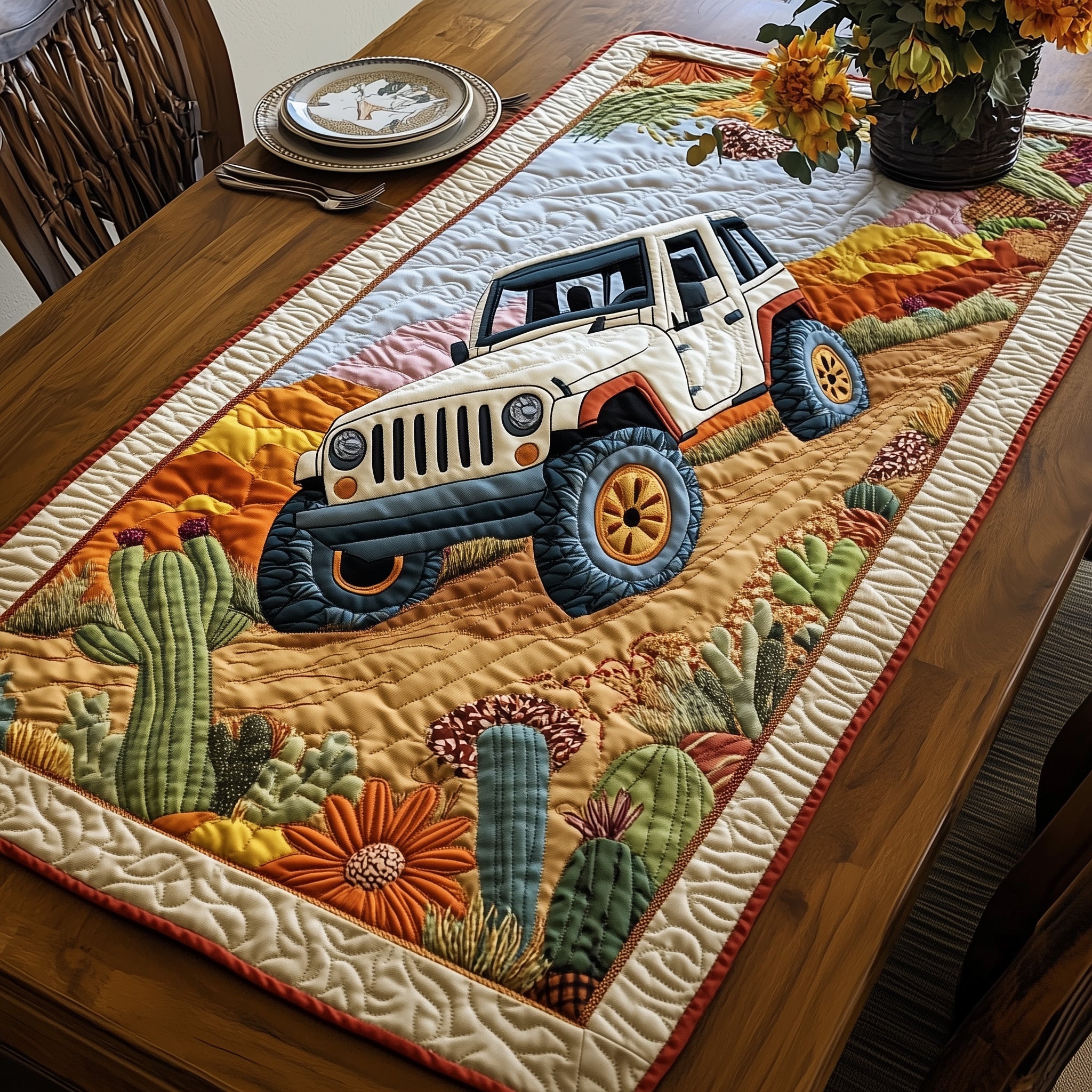 Offroad Legends Quilted Table Runner Christmas Theme Table Runner