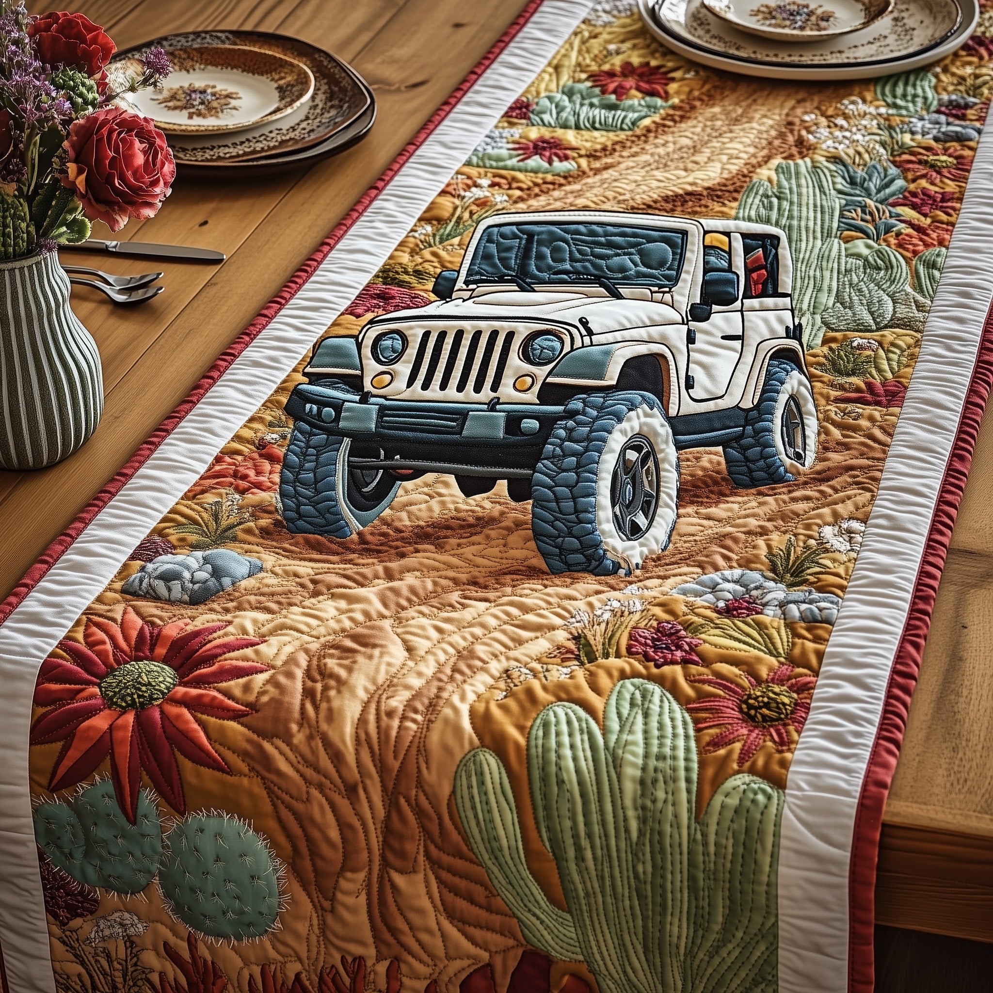 Offroad Legends Quilted Table Runner Cozy Christmas Table Runner